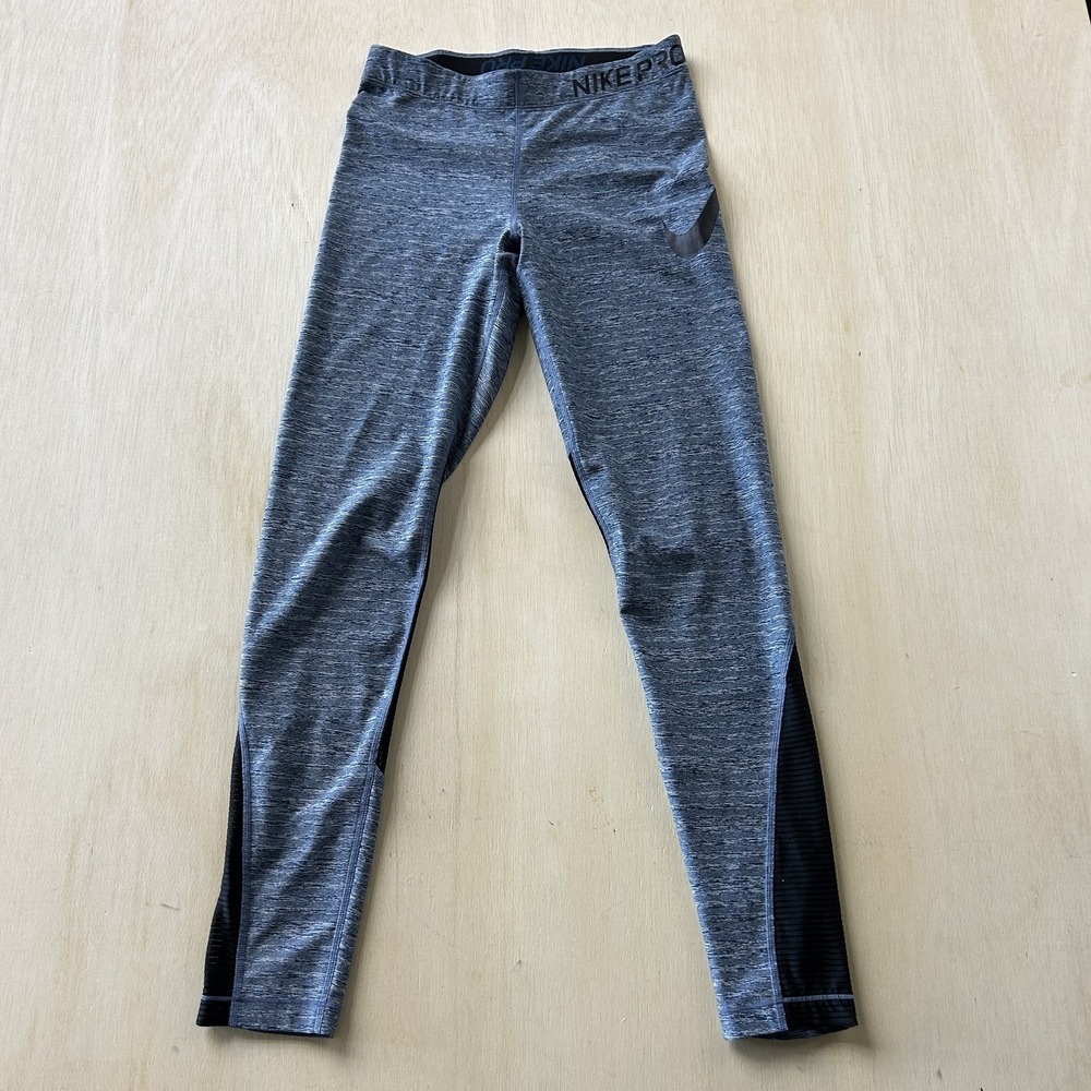 Nike Pro Pants Womens Medium Gray Compression Leggings Dri-FIT Running Training